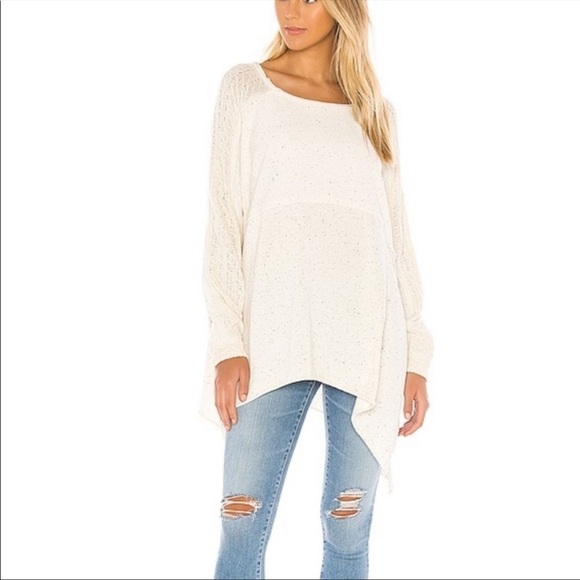 FREE PEOPLE oversized slouchy my girl asymmetric Sweater Top boho crochet knit - Picture 14 of 15